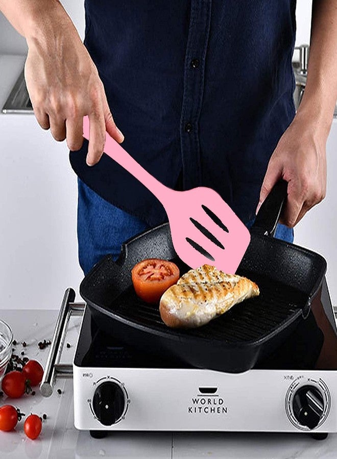 TASKHOUSE Long Silicone Slotted Spatula Non-Stick Cooking Turner Kitchen Utensil for Eggs, Pancakes (Pink, Pack of 2) - Image 4